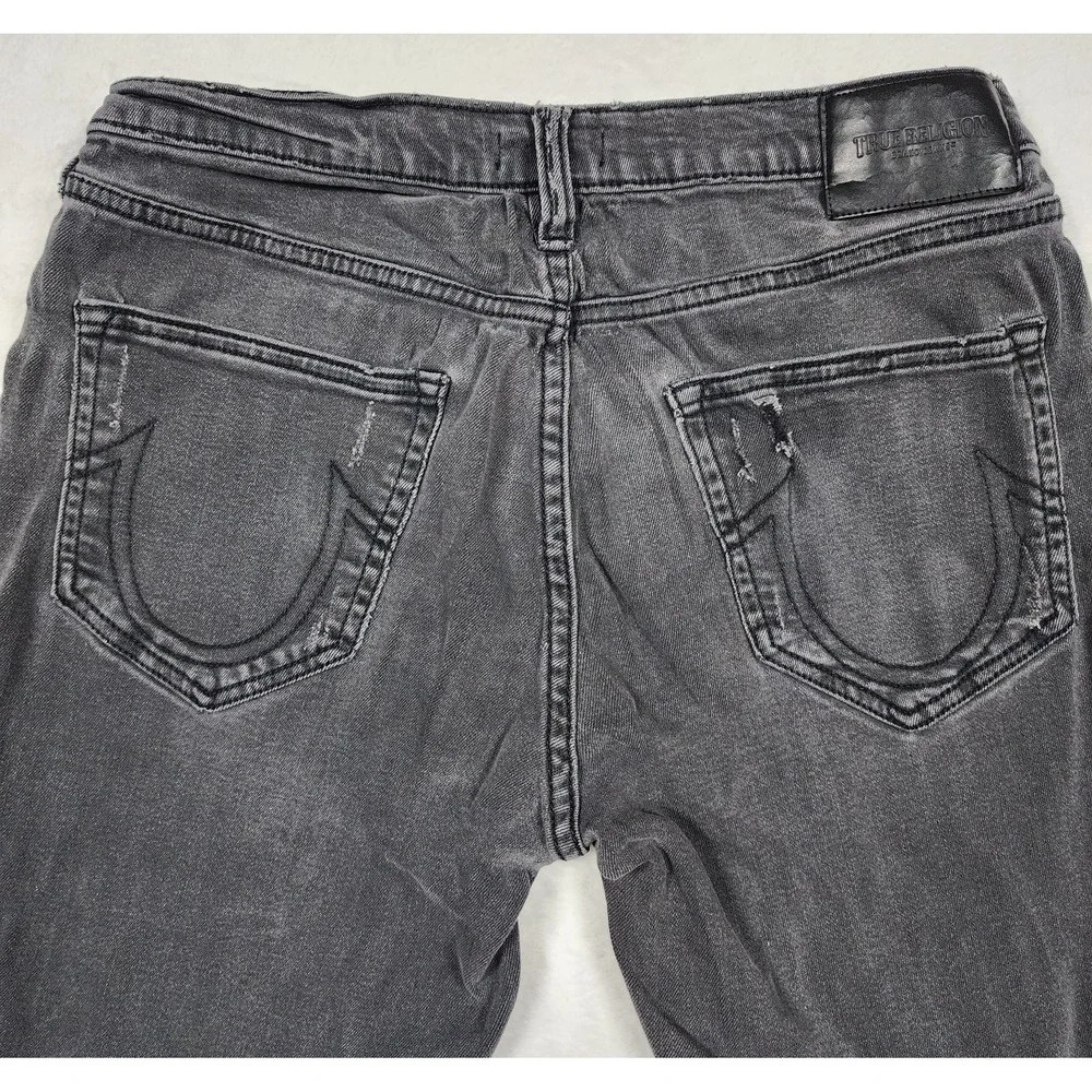 True Religion Rocco Jeans Mens Size 30 Black Relaxed Skinny Ripped Distressed